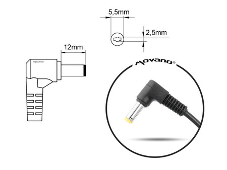 Zasilacz samochodowy Movano 19v 4.74a (5.5x2.5) 90W do Asus, Toshiba, MSI, Packard Bell, itd