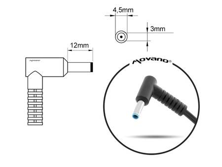 Zasilacz Movano 19.5v 7.7a (4.5x3.0 pin) 150W do Asus