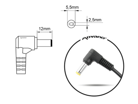 Zasilacz Movano 19v 3.42a (5.5x2.5) 65W do Asus, Toshiba, Lenovo, MSI, itp