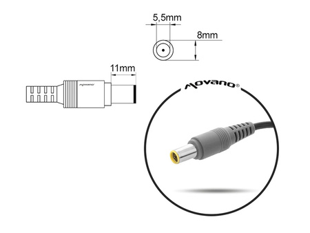 Przewód do ładowarki / zasilacza  / ładowarki Lenovo (8.0x5.5 z bolcem) - 135W